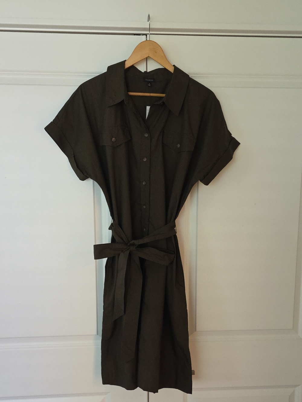 Talbots Olive Green Shirt Midi Dress